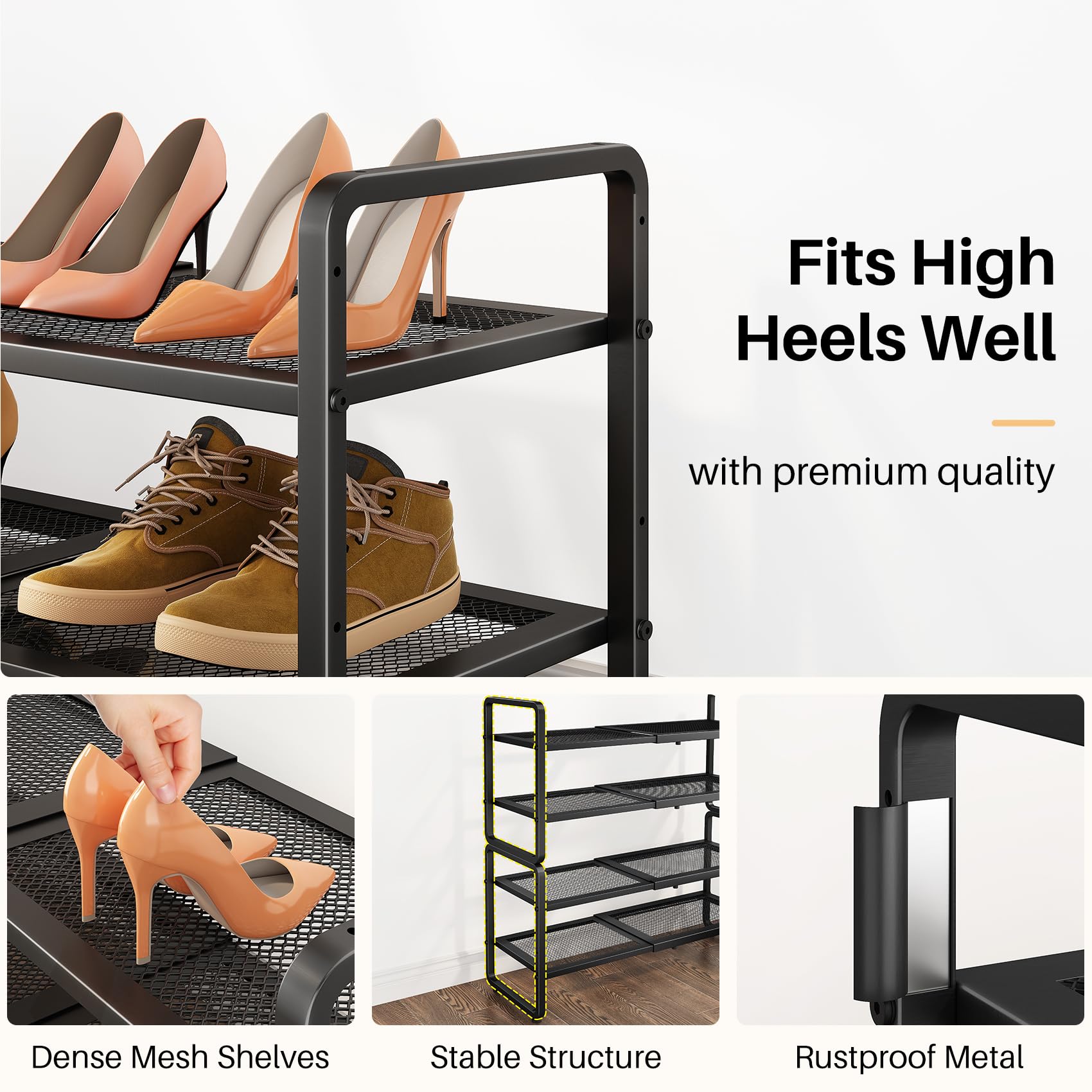 SNTD shoe rack 10-tier setup boosts vertical space.