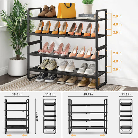 SNTD shoe rack 6-tier stackable for extra capacity.