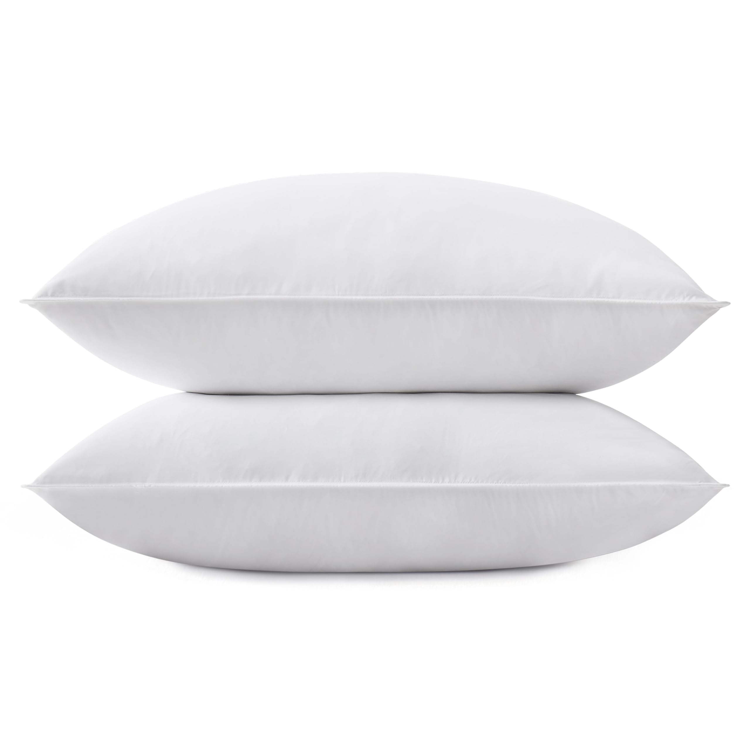 SNUG&COZY two-pack goose pillows on bed offering balanced support.