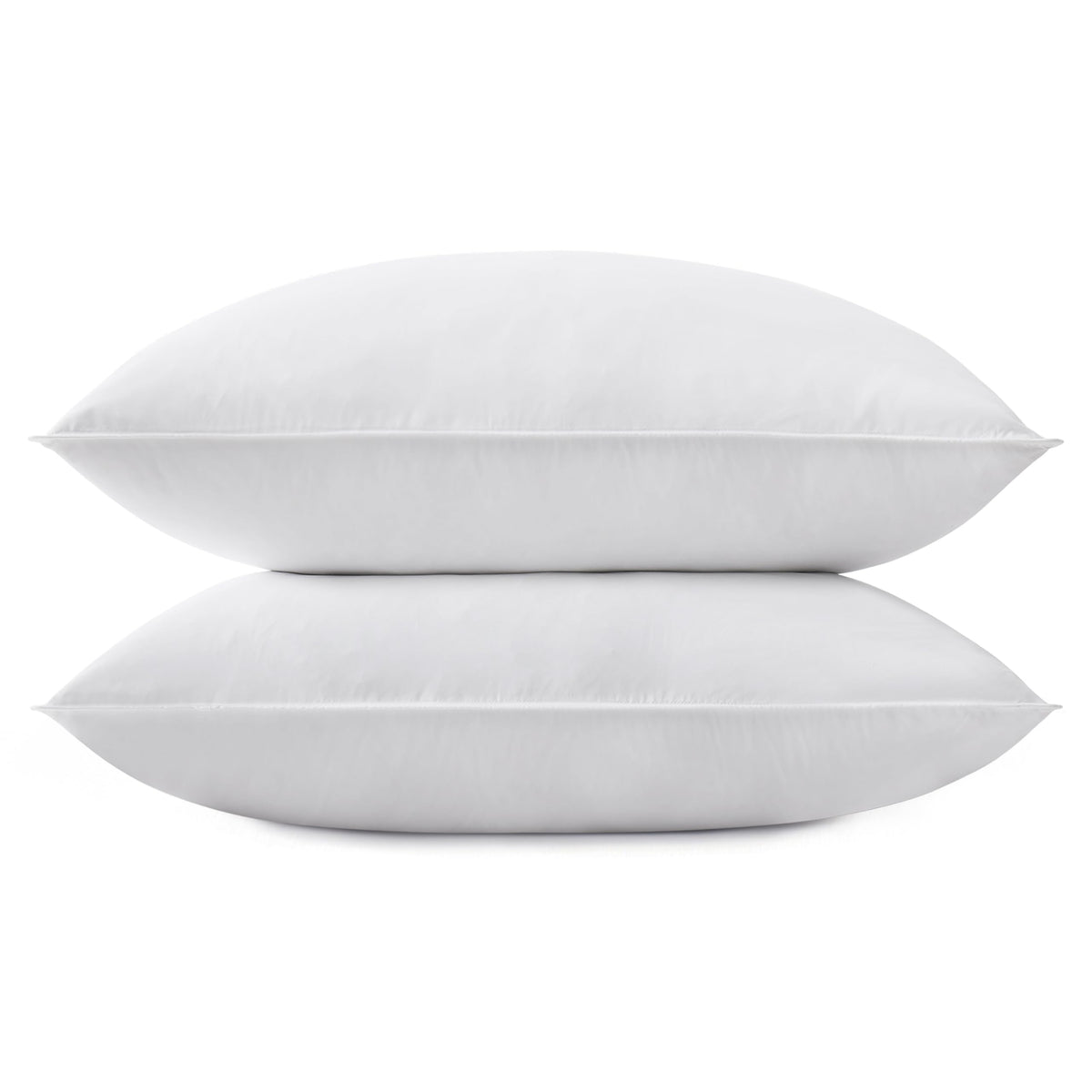 SNUG&COZY two-pack goose pillows on bed offering balanced support.