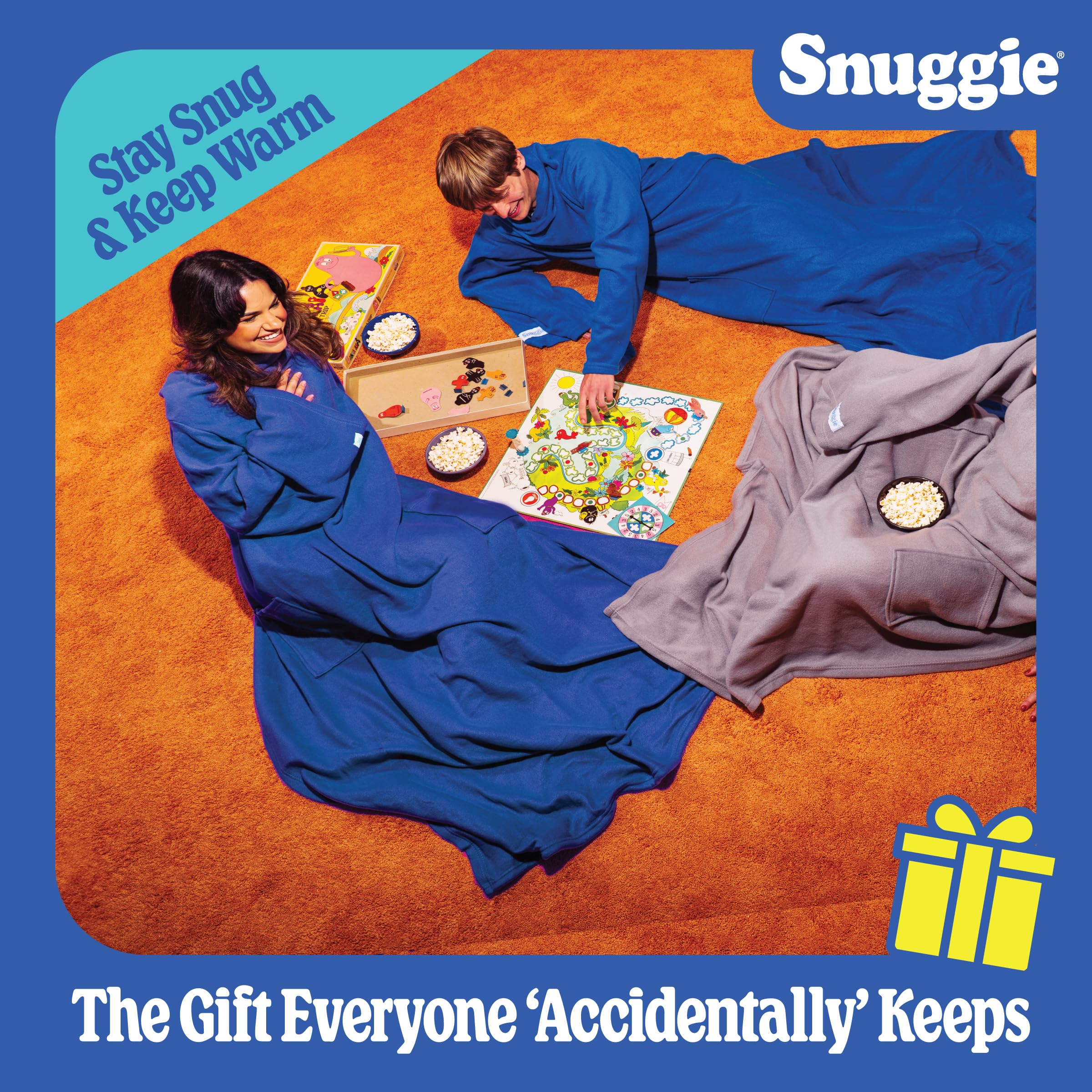 Snuggie pocketed design keeps essentials within reach during lounging