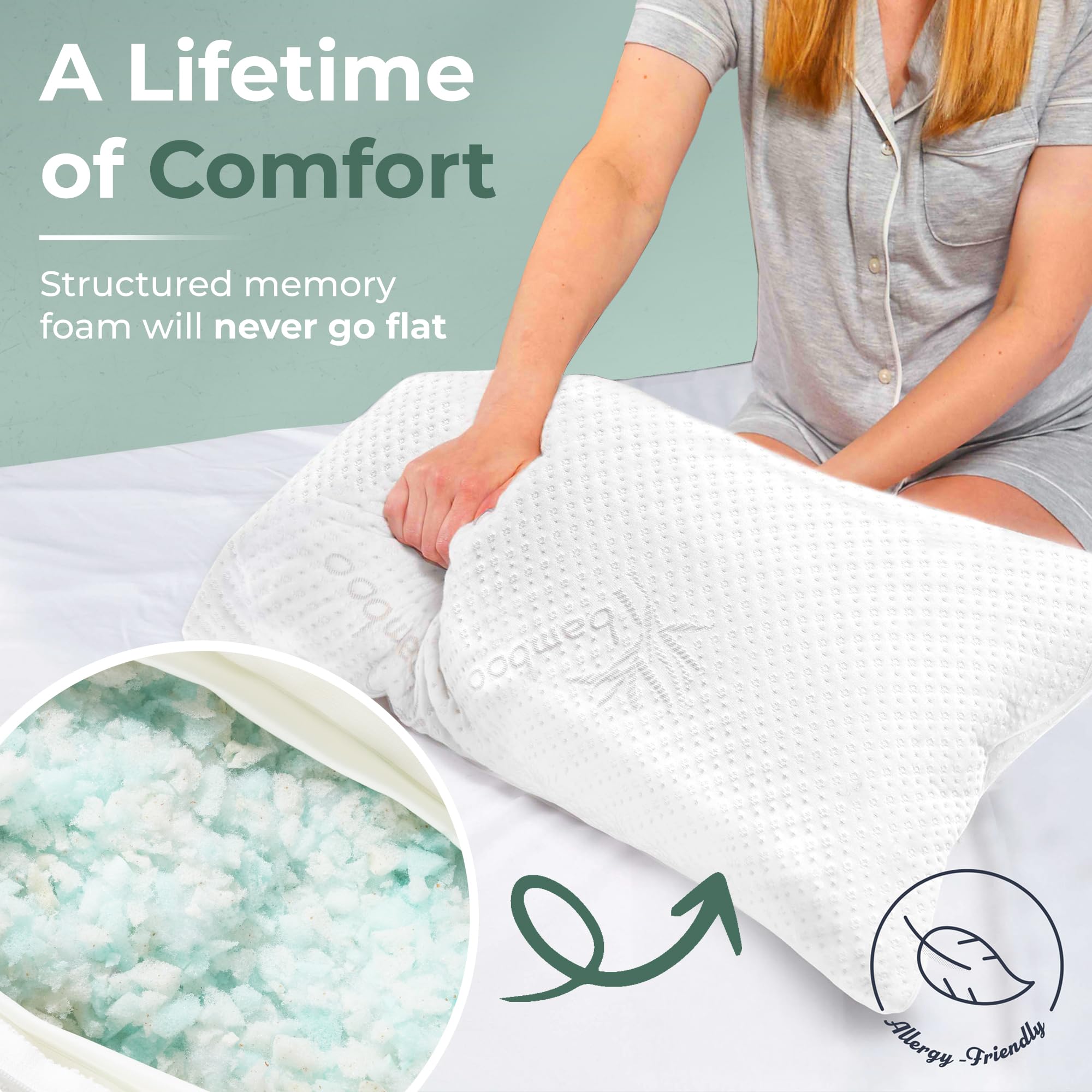 Snuggle-Pedic side-sleeper neck and shoulder support demonstration