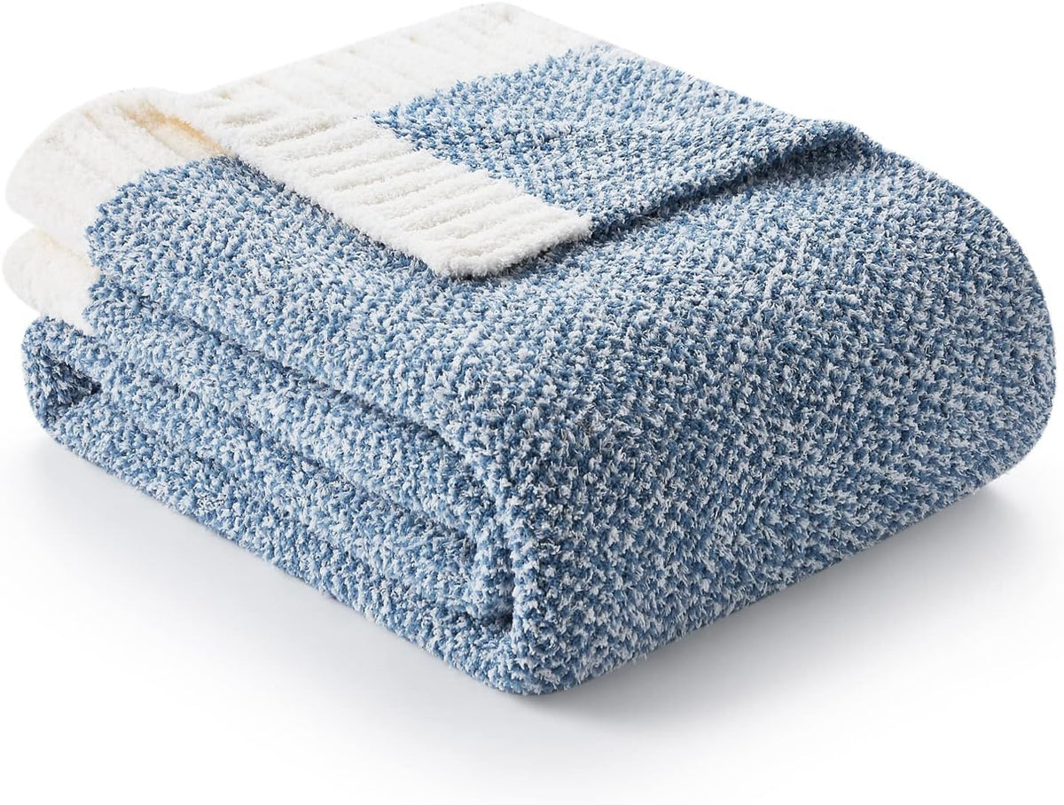 Snuggle Sac blue blanket full view, a cozy twin-size throw for bed and sofa.