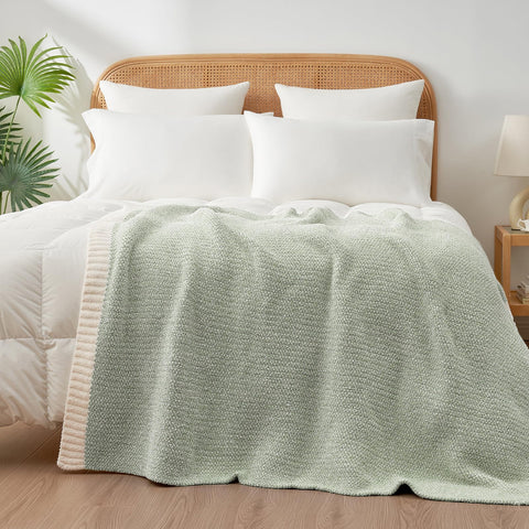 Snuggle Sac breathable knitted throw for year-round comfort.