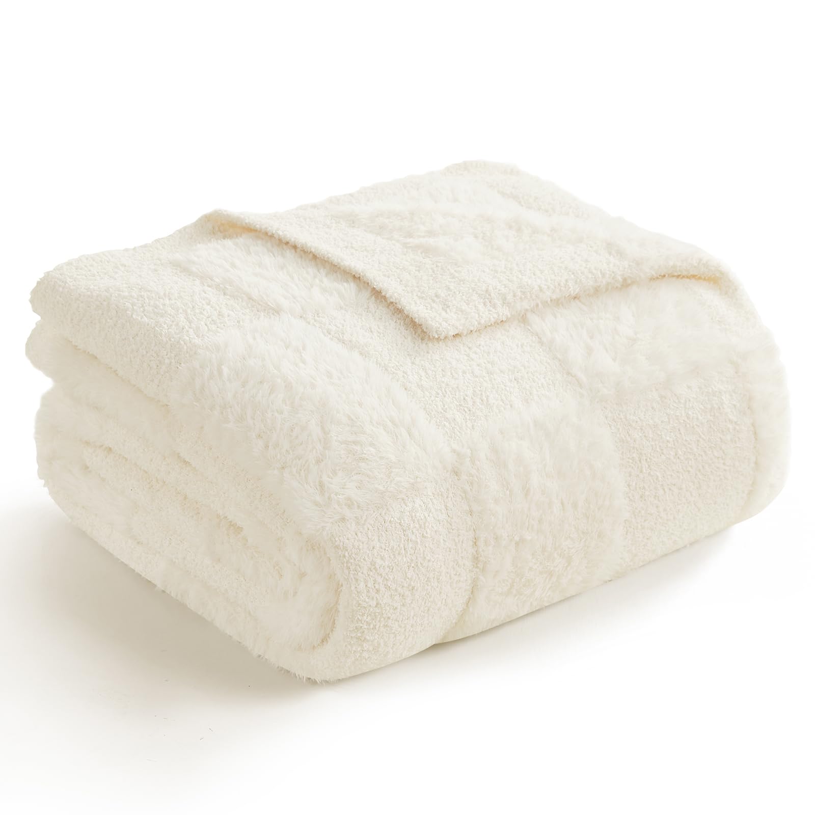 Snuggle Sac checkered throw with faux fur texture elevating cozy living room decor.