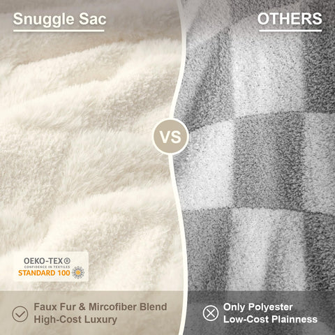 Snuggle Sac faux fur and feather yarn blend delivers luxurious softness.