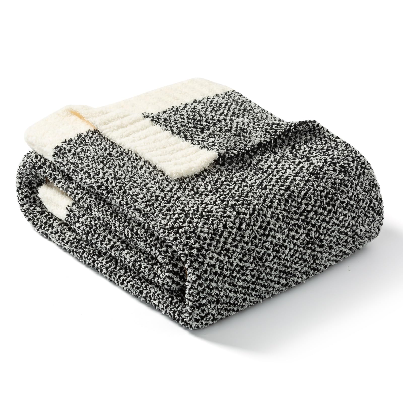 Snuggle Sac Heather Black microfiber close-up showcasing plush texture and warmth.