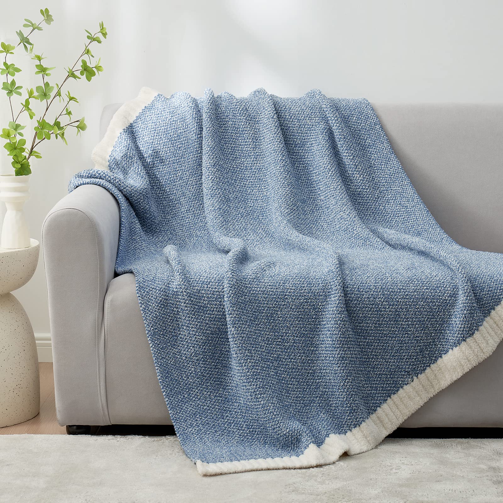 Snuggle Sac Heather Blue reversible knit offers double-sided warmth.