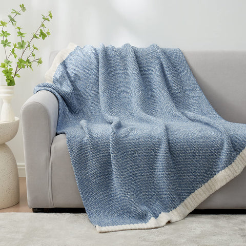 Snuggle Sac Heather Blue reversible knit offers double-sided warmth.