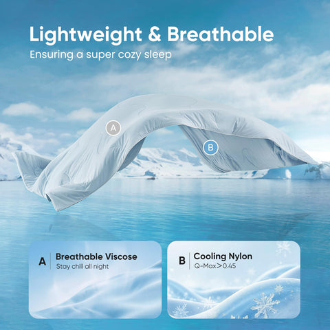 Close-up of Snuggle Sac ice blue cover highlighting silky-soft OEKO-TEX fabric