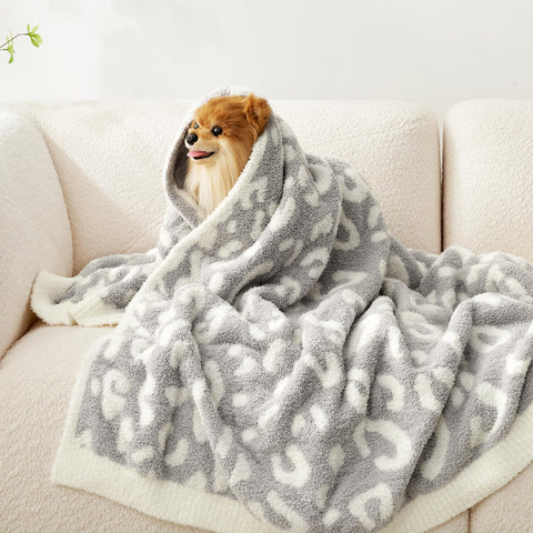 Snuggle Sac Leopard Throw Blanket – 50x60 in, Reversible Grey Leopard, Ultra-Soft & Cozy
