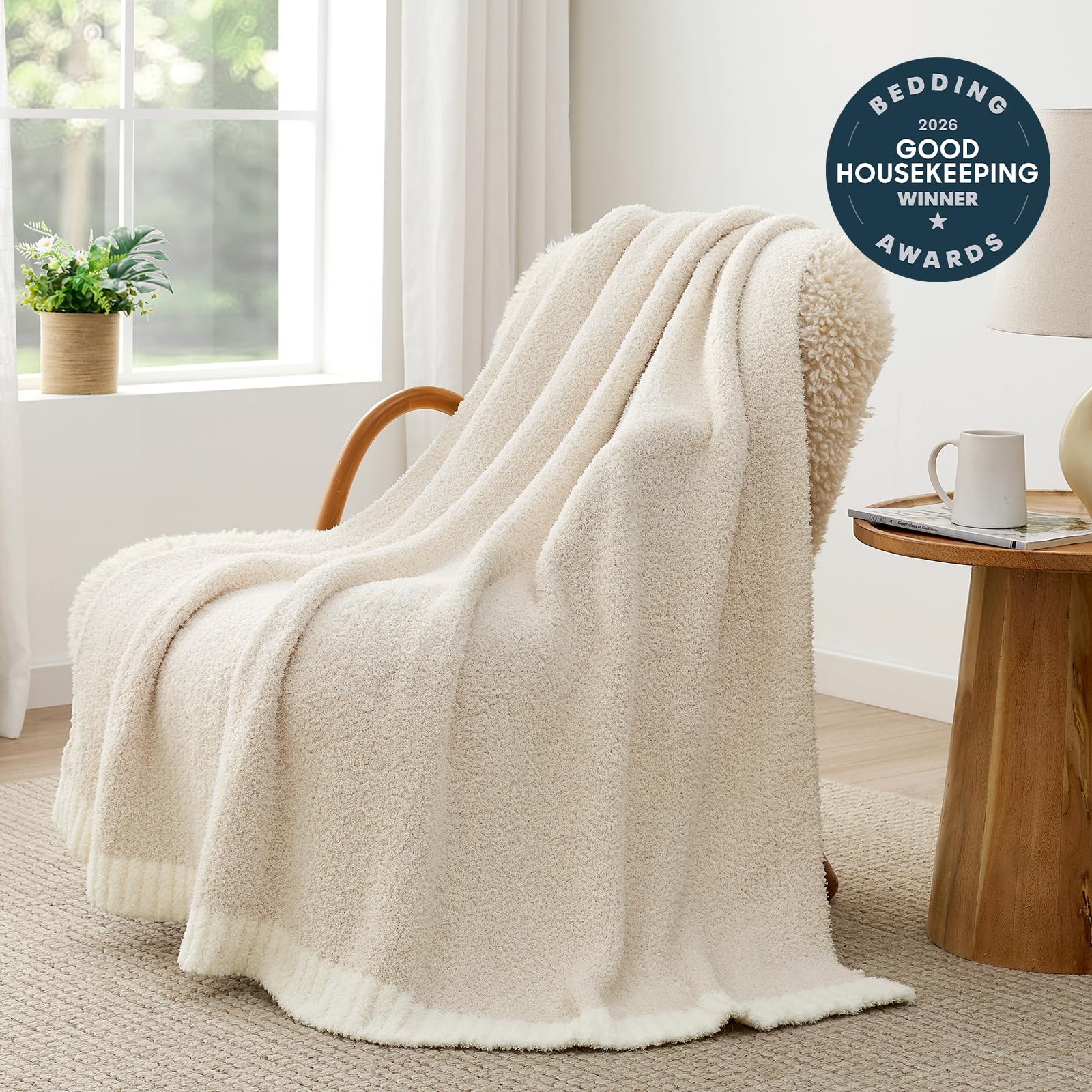 Snuggle Sac reversible heather knit blanket showing dual-toned warmth for year-round comfort
