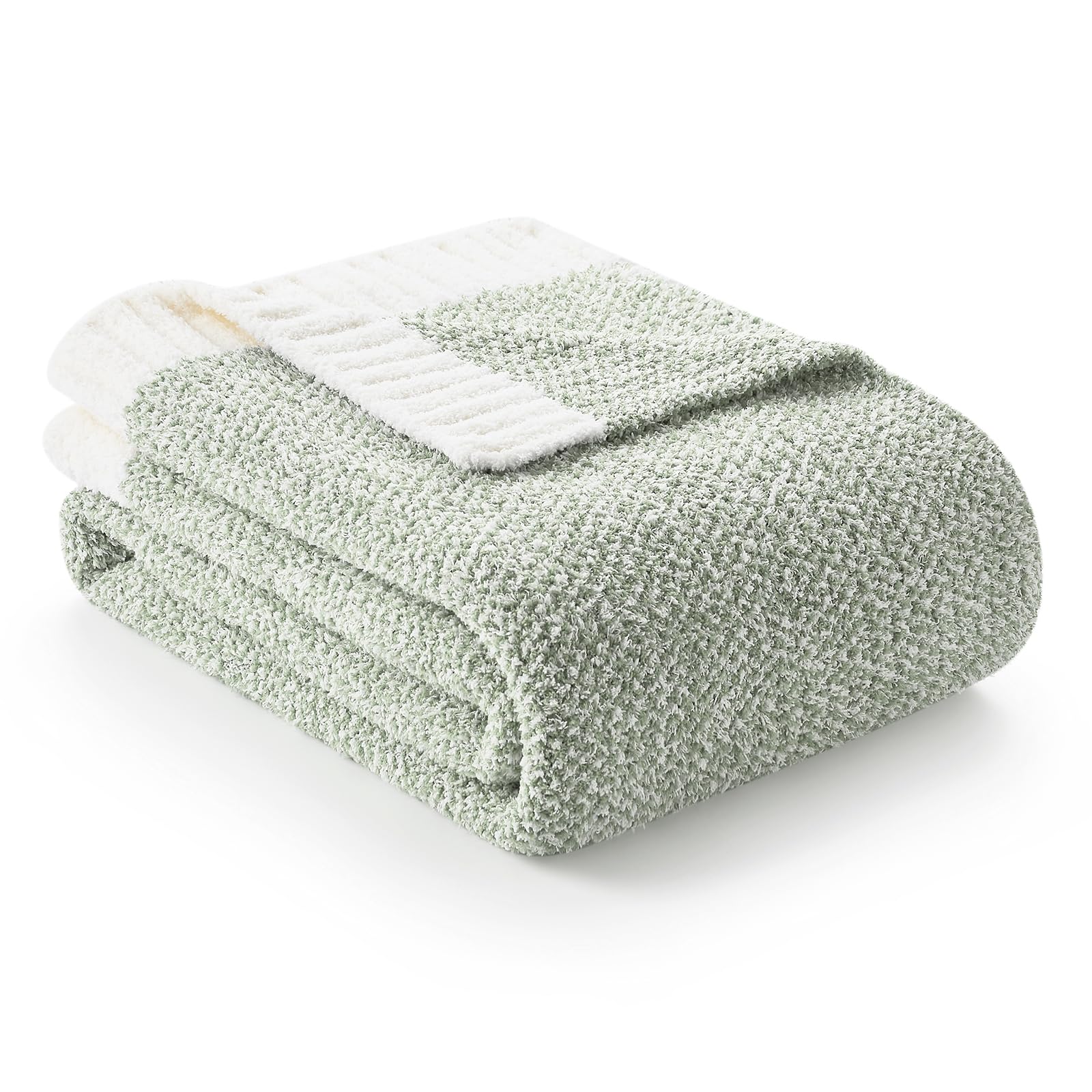 Snuggle Sac sage green throw blanket 50x70 on bed for cozy lounging