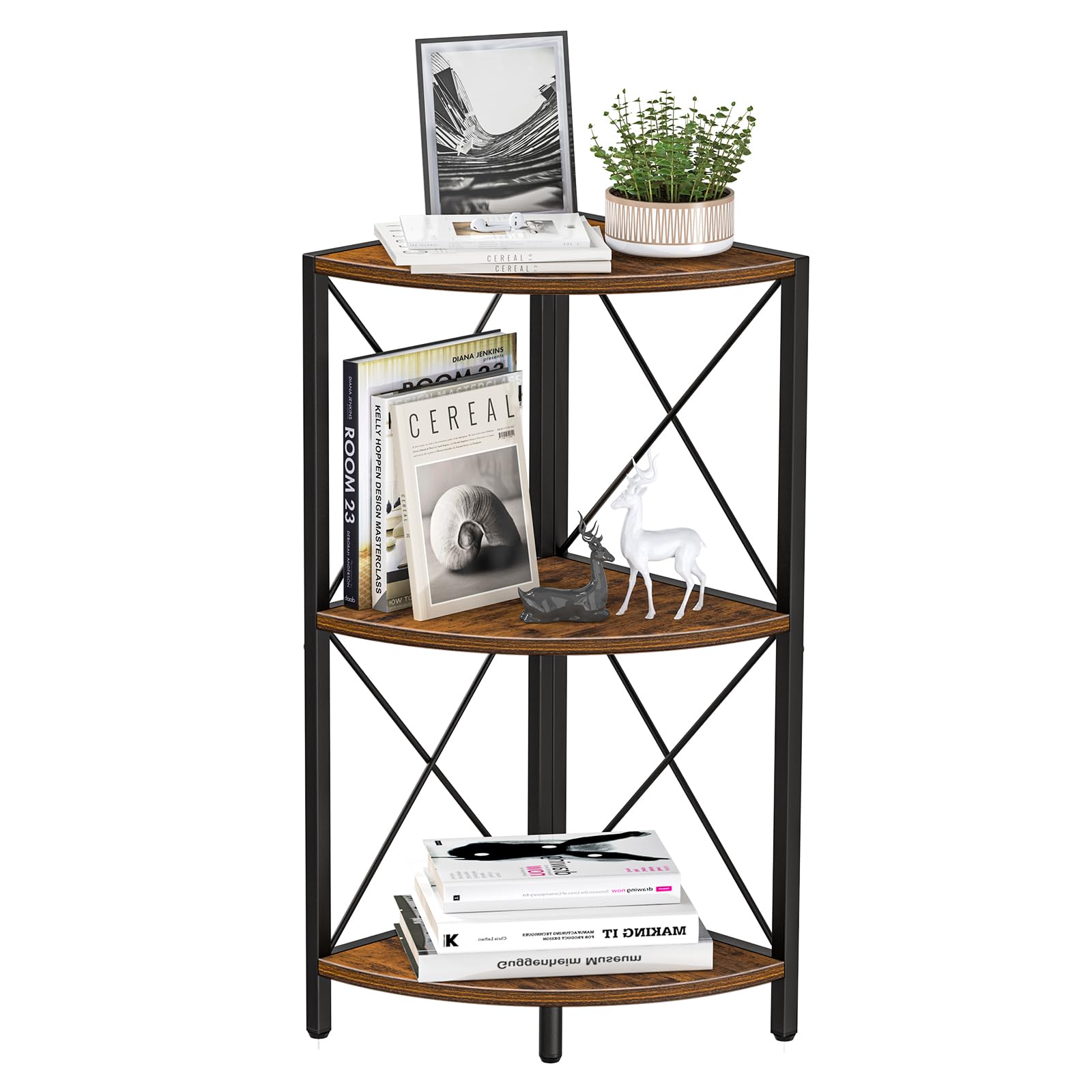 Snughome display ideas for books and plants on a versatile corner shelf.