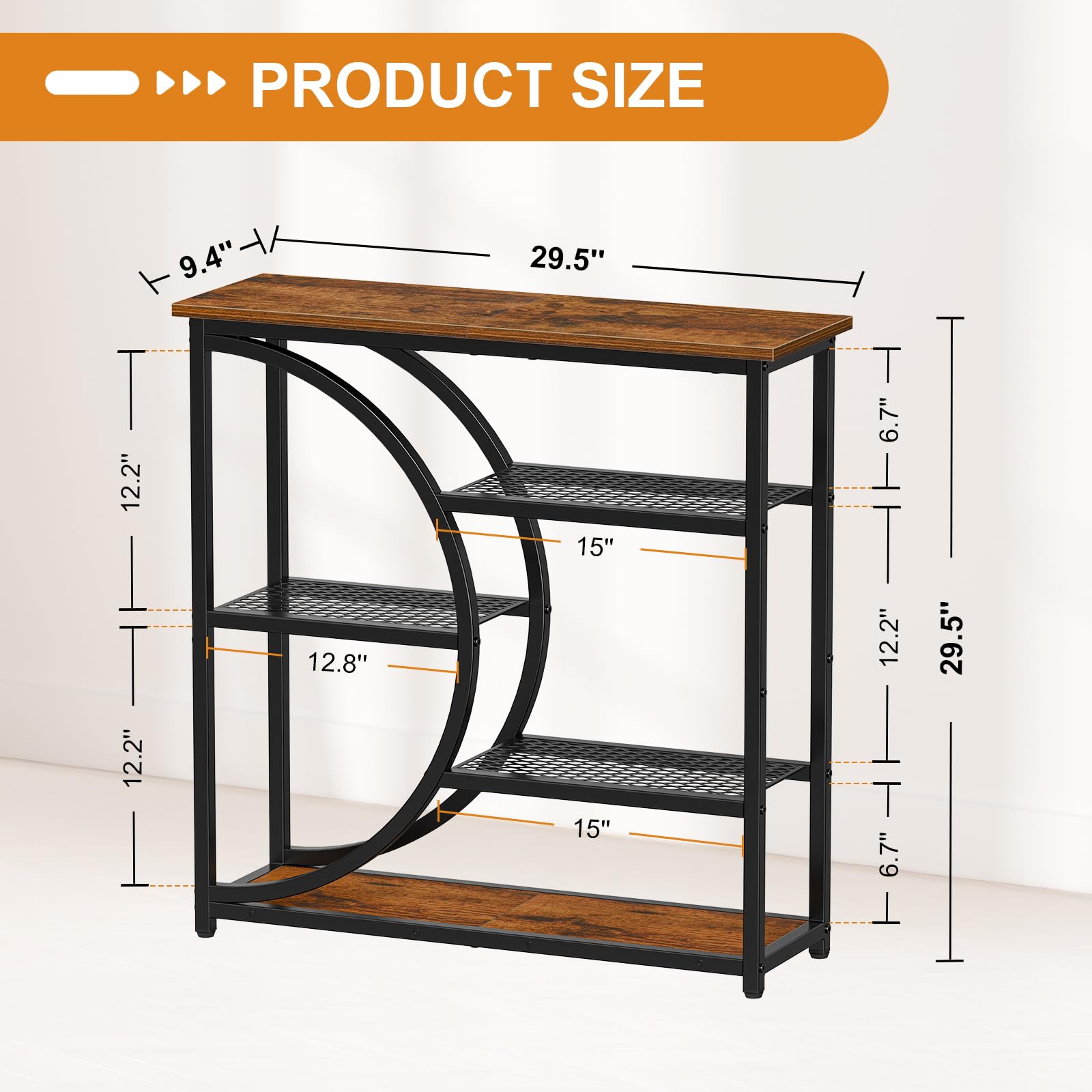 Snughome industrial sofa table with sturdy metal frame for daily use