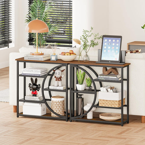 Snughome narrow console table with five tier shelves for organized display