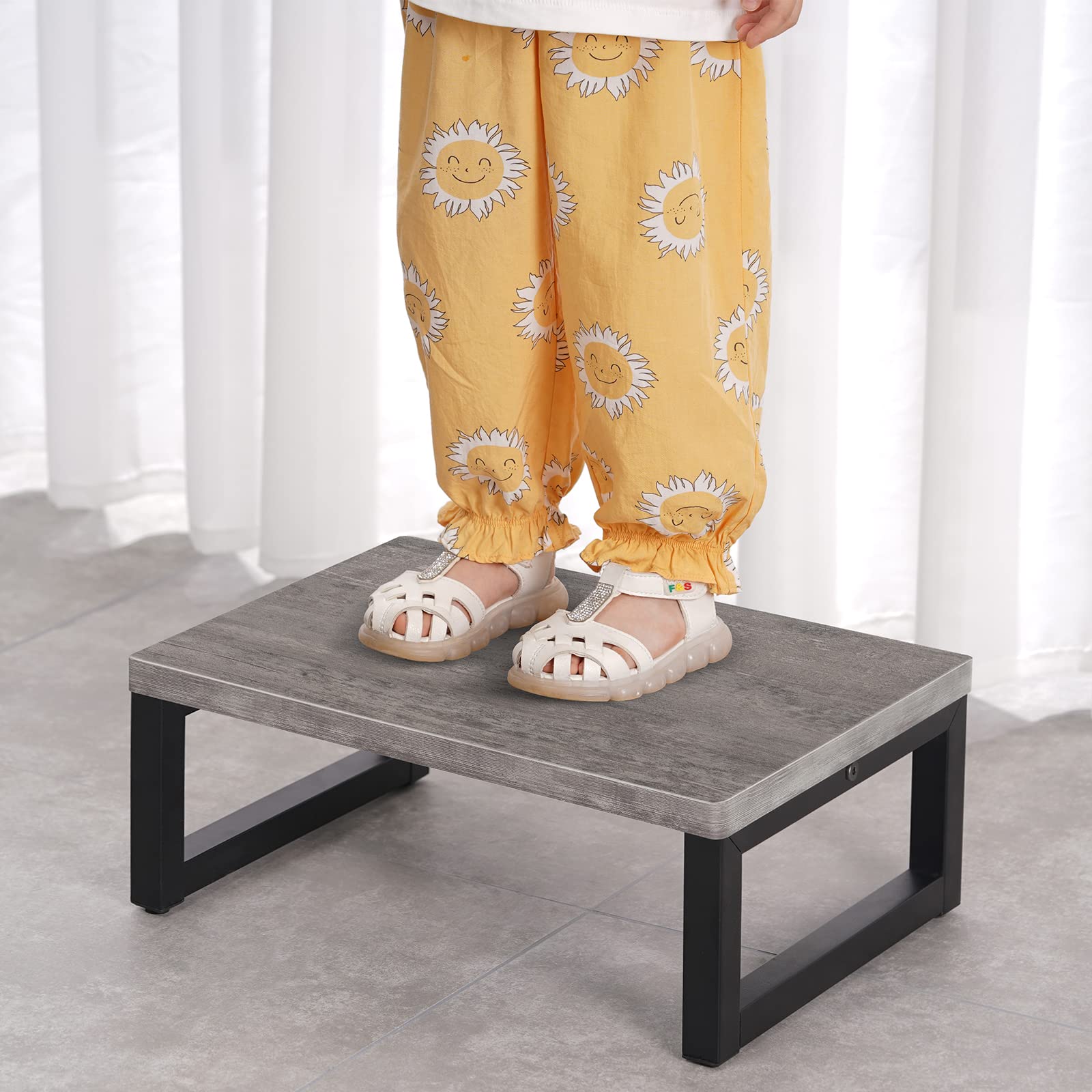 Snughome step stool grey dimensions marked, helpful for placement and storage