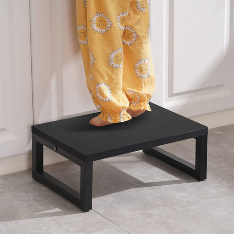 Snughome wooden step stool for bedroom use aiding bedside shelf access safely.