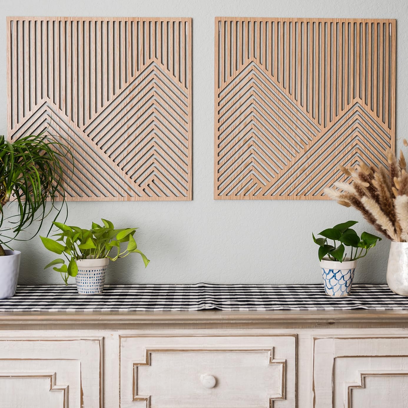 SnugLife mountain wall art panel is easy to hang with included strips
