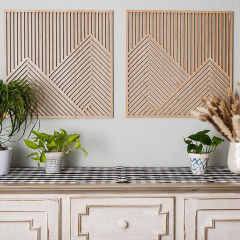 SnugLife mountain wall art panel is easy to hang with included strips