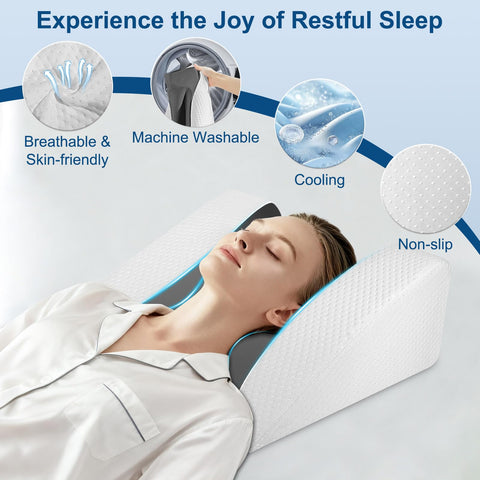 Cooling fabric cover on SnugSafe pillow delivering skin-friendly comfort.