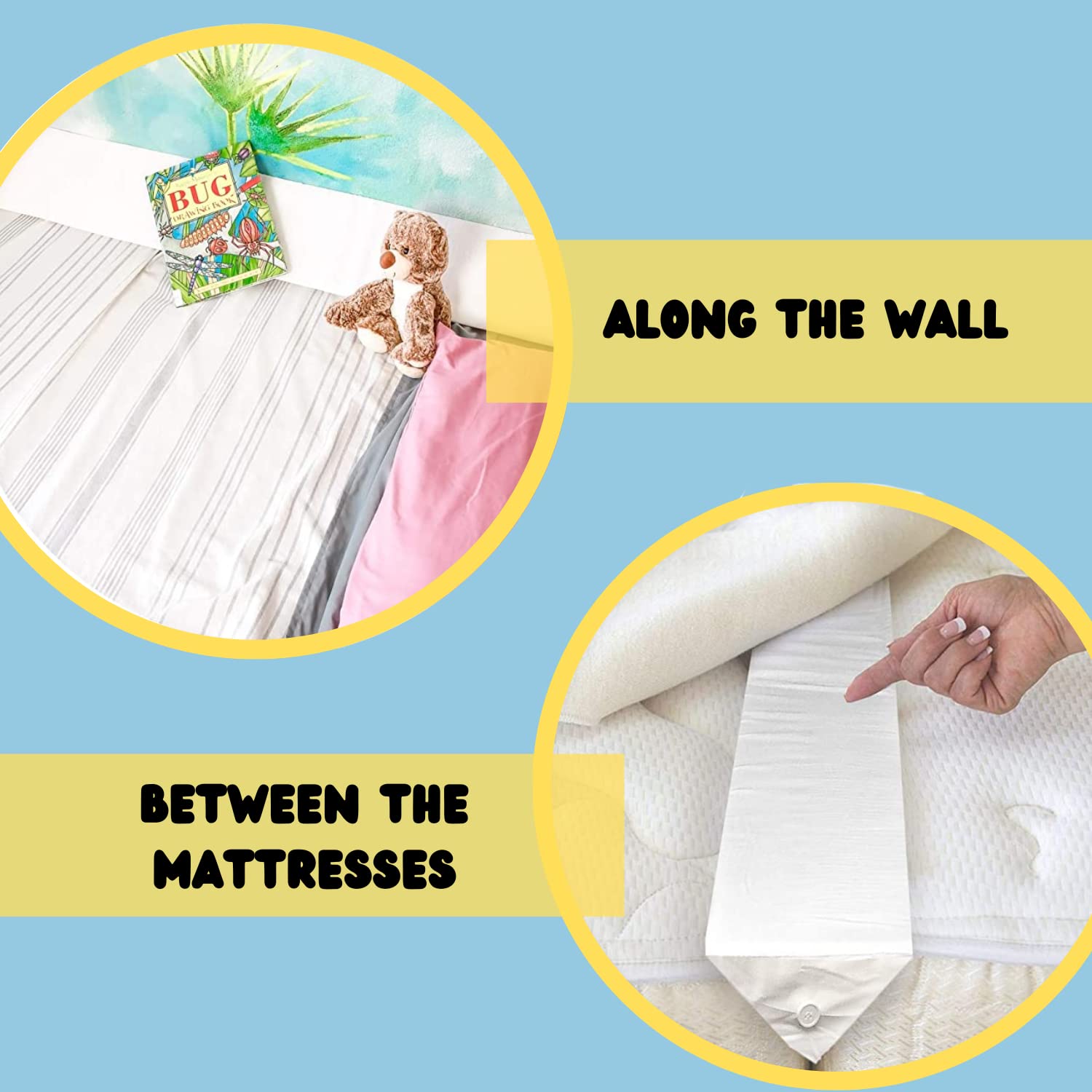 Dorm room setup demonstrates practical, compact bed gap filler in use.