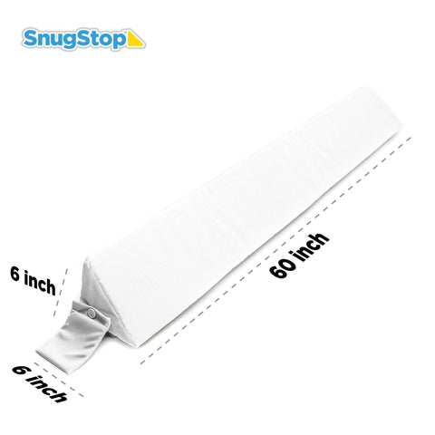 Queen size bed wedge spans the bed width for tidy bedding.