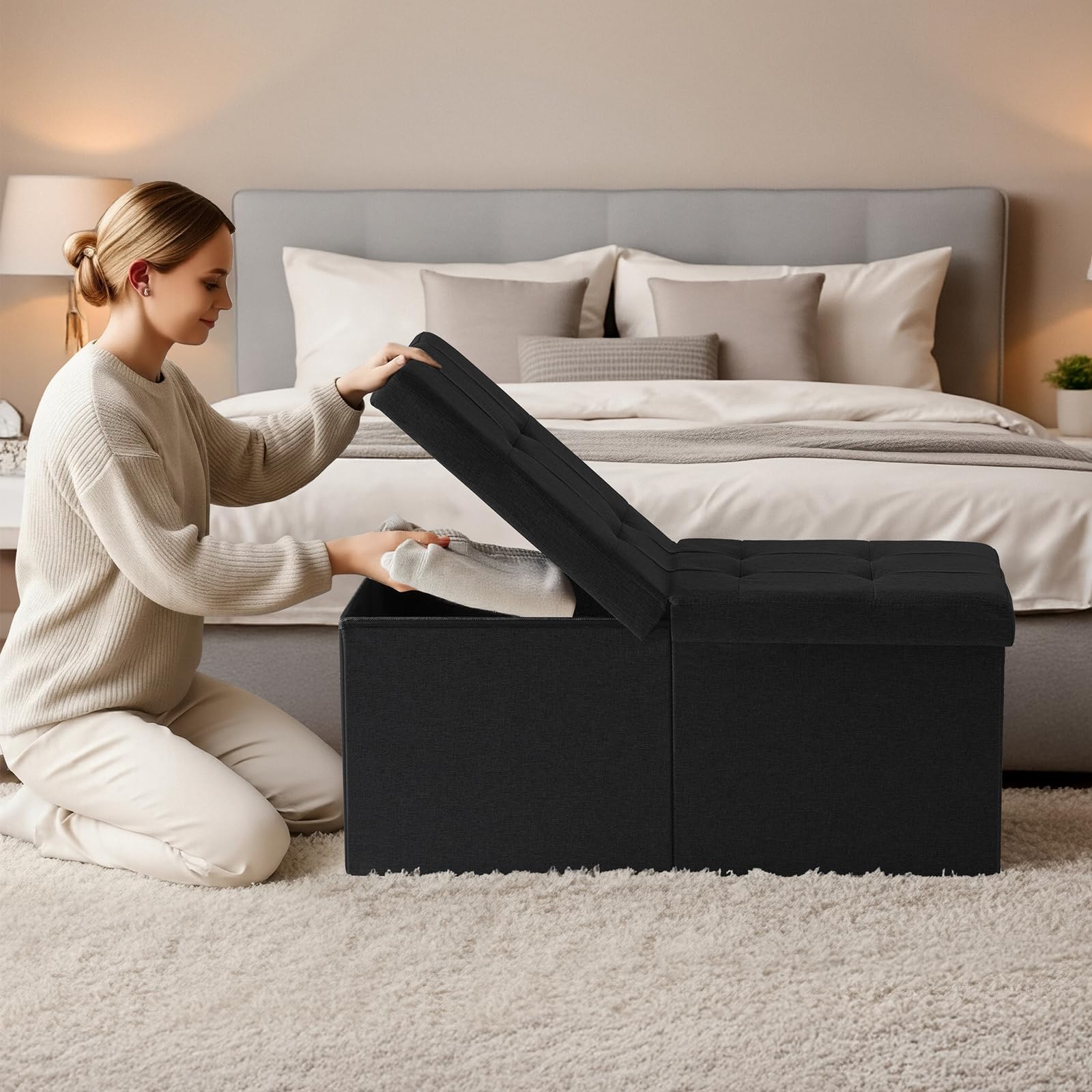Snuvid living room footrest and coffee table surface for versatile lounging.