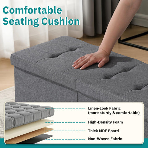 Snuvid ottoman lid split-top enables access from either side.