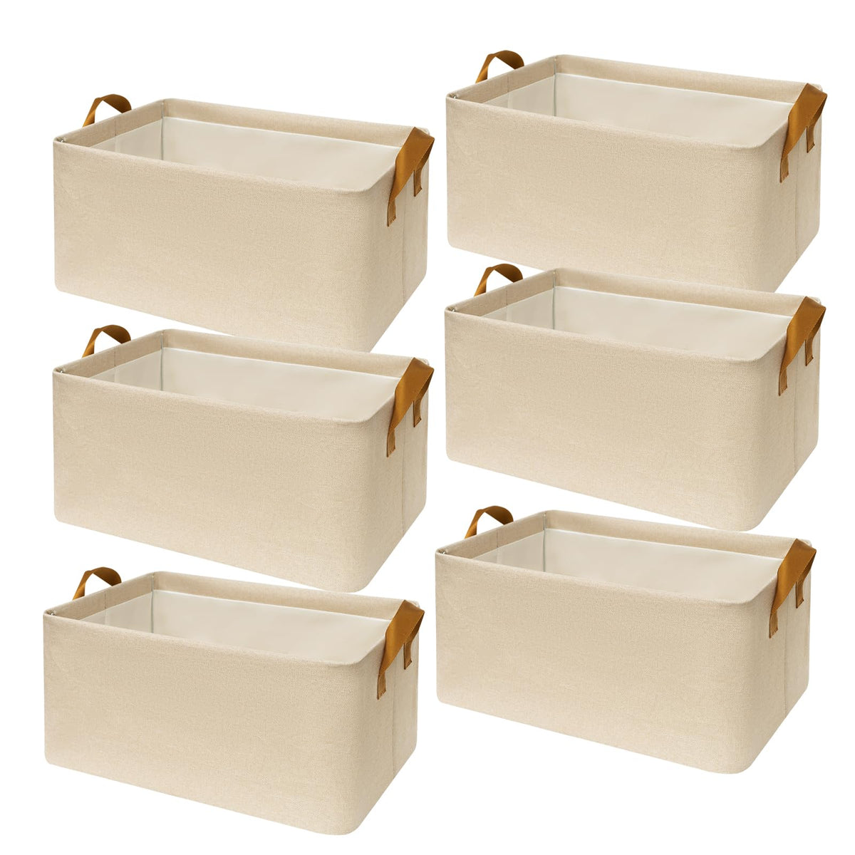 SNWDN beige fabric storage bin on a shelf for organized closet storage
