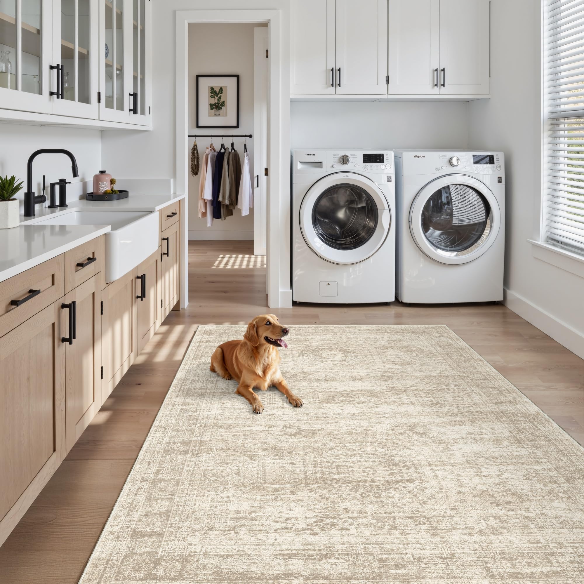 Soalmost 3x5 rug geometric hexagon pattern adds visual interest
