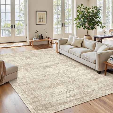 Soalmost 7x9 area rug living room abstract design for cozy, foot-friendly comfort