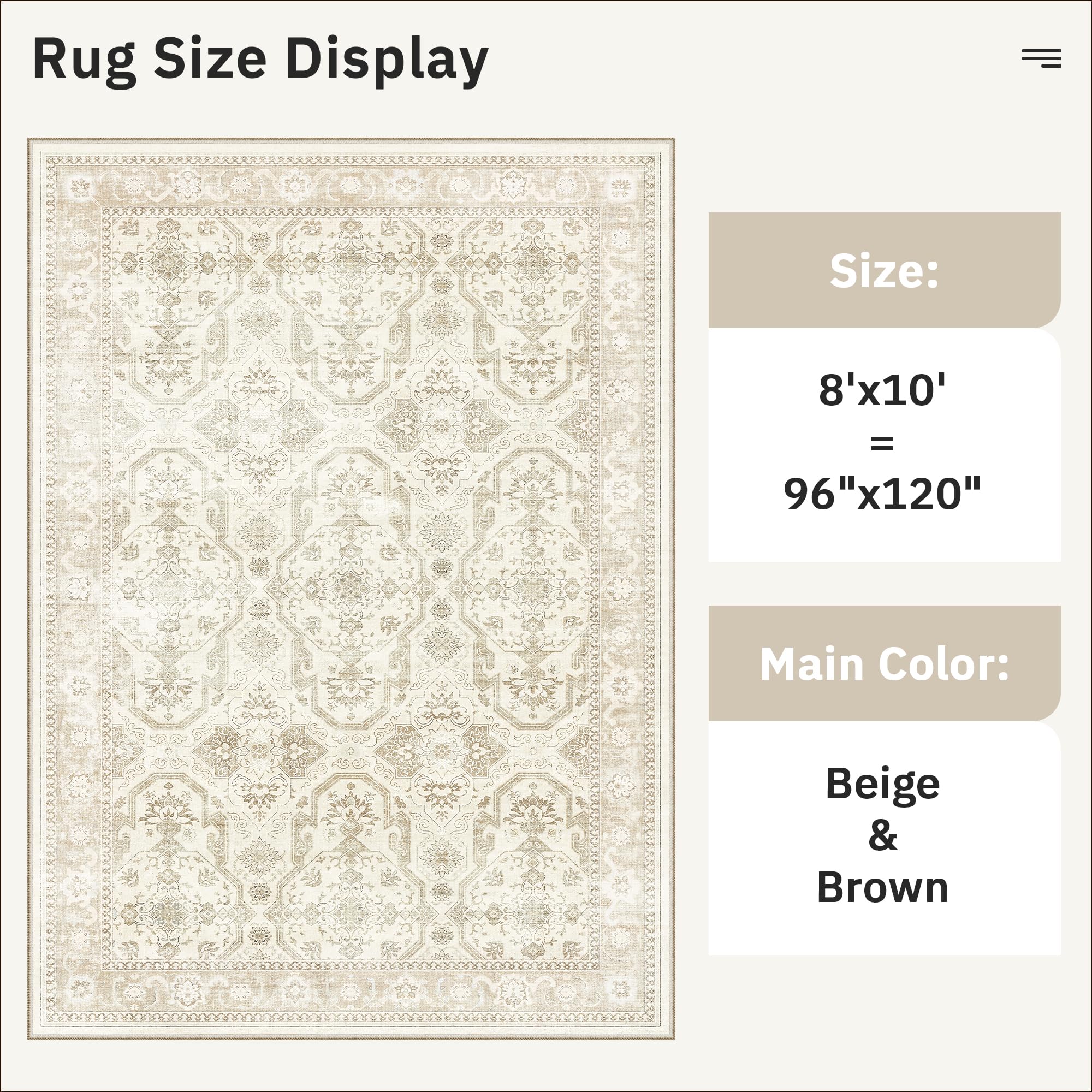 Soalmost 8x10 rug close up reveals soft low pile and smooth feel.