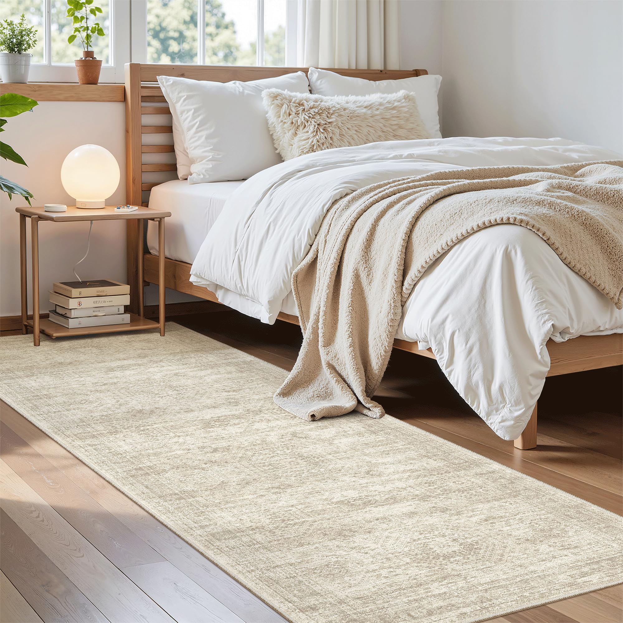 Soalmost beige bedroom-entryway runner suits multiple rooms with versatility.