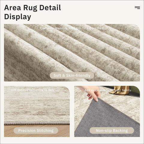 Soalmost beige 5x7 rug suits dining room setups.