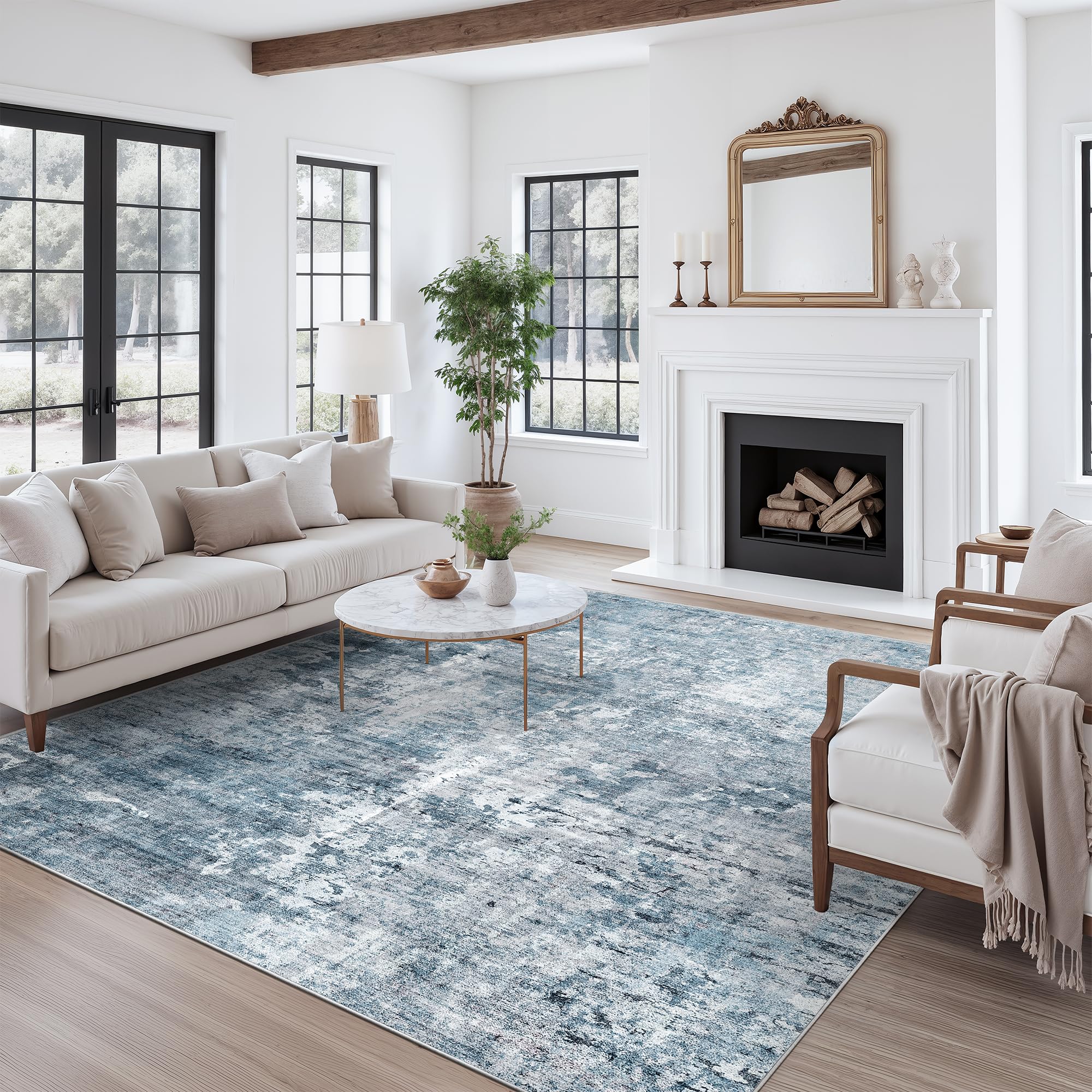 Soalmost Dining and entry rug adds color while staying practical.