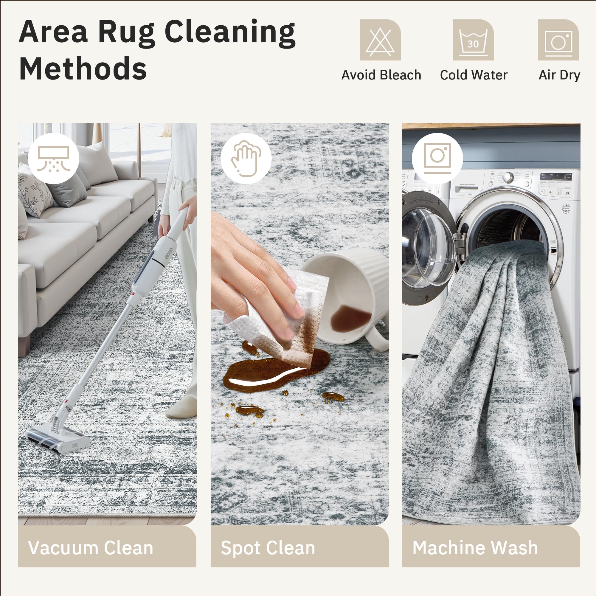 Soalmost living room rug blending casual and formal decor