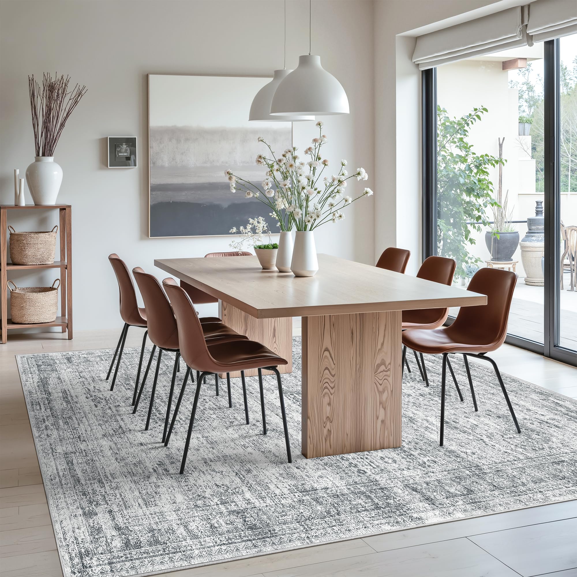 Soalmost low-pile, soft rug feels comfortable underfoot and easy to move.