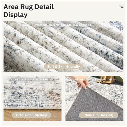 Soalmost machine-washable rug simplifies cleaning for busy households.