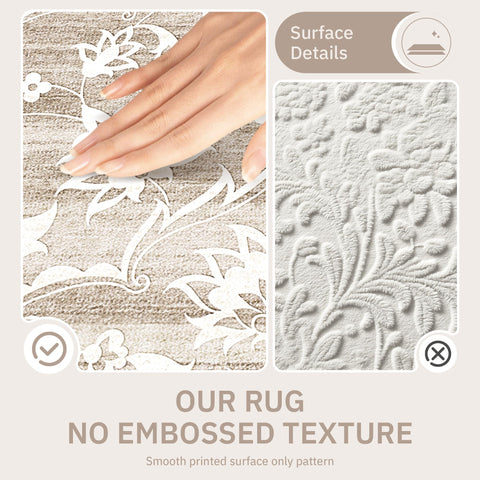 Soalmost non-slip backing keeps the rug securely in place on many floors.