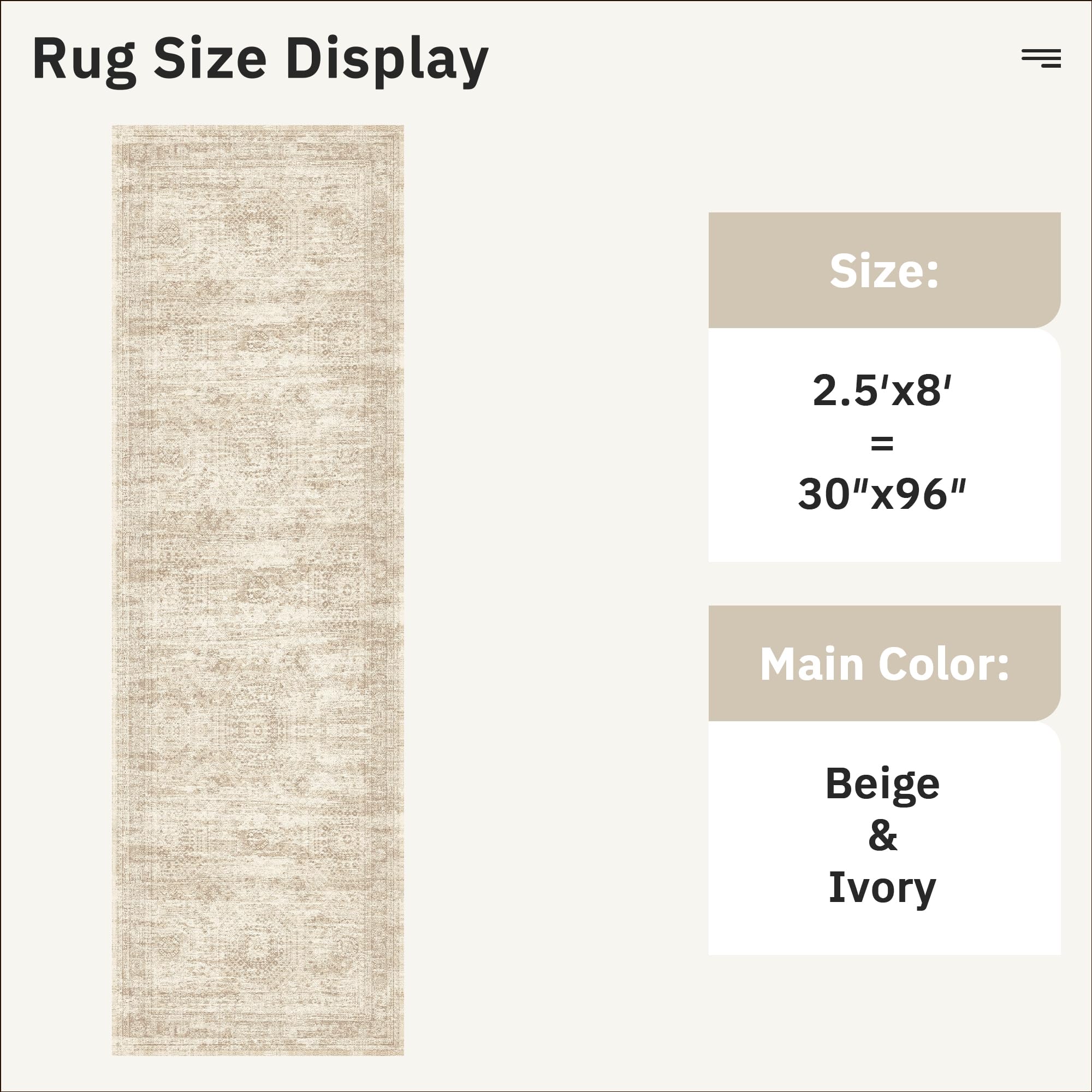Soalmost runner rug beige stain-resistant keeps spills easy to manage.