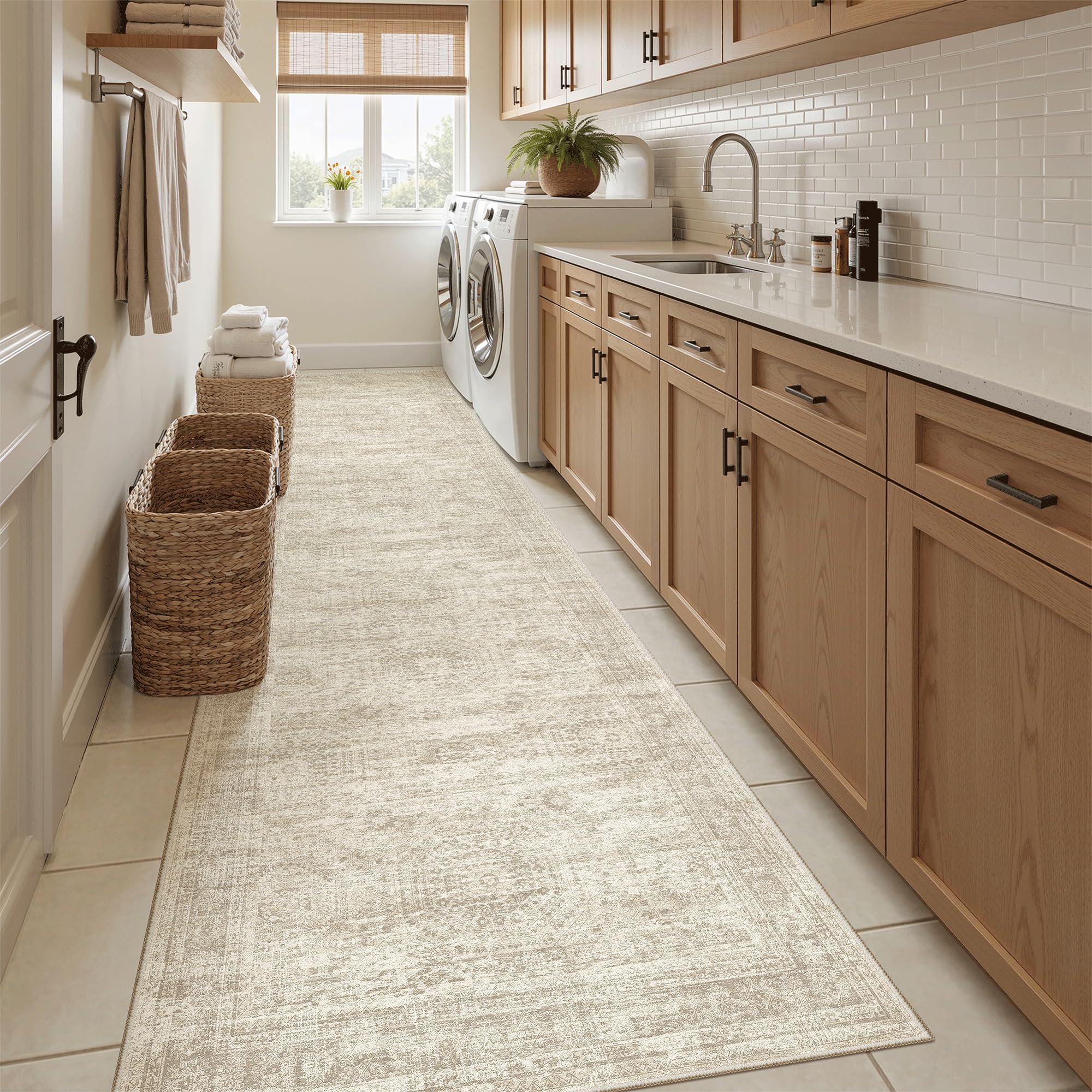 Soalmost Runner Rug neutral tone adapts to casual and formal decor.