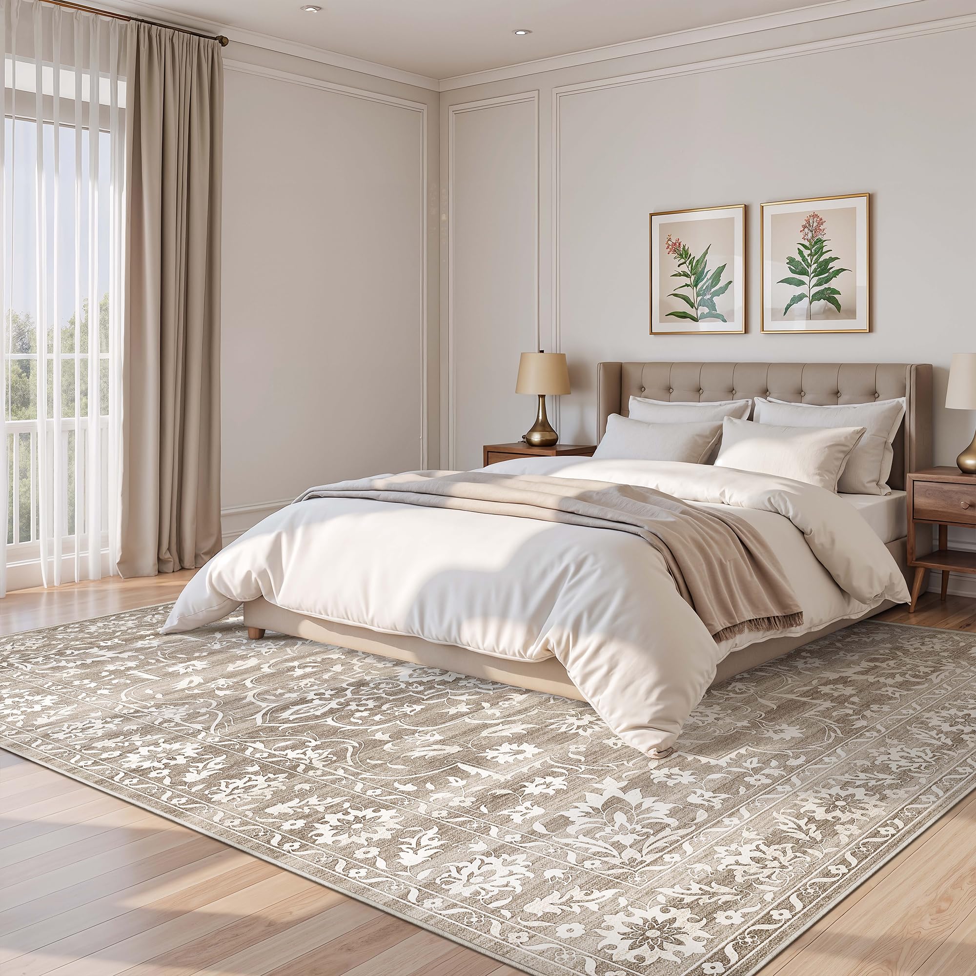 Soalmost vintage floral pattern rug adds timeless style and everyday comfort.