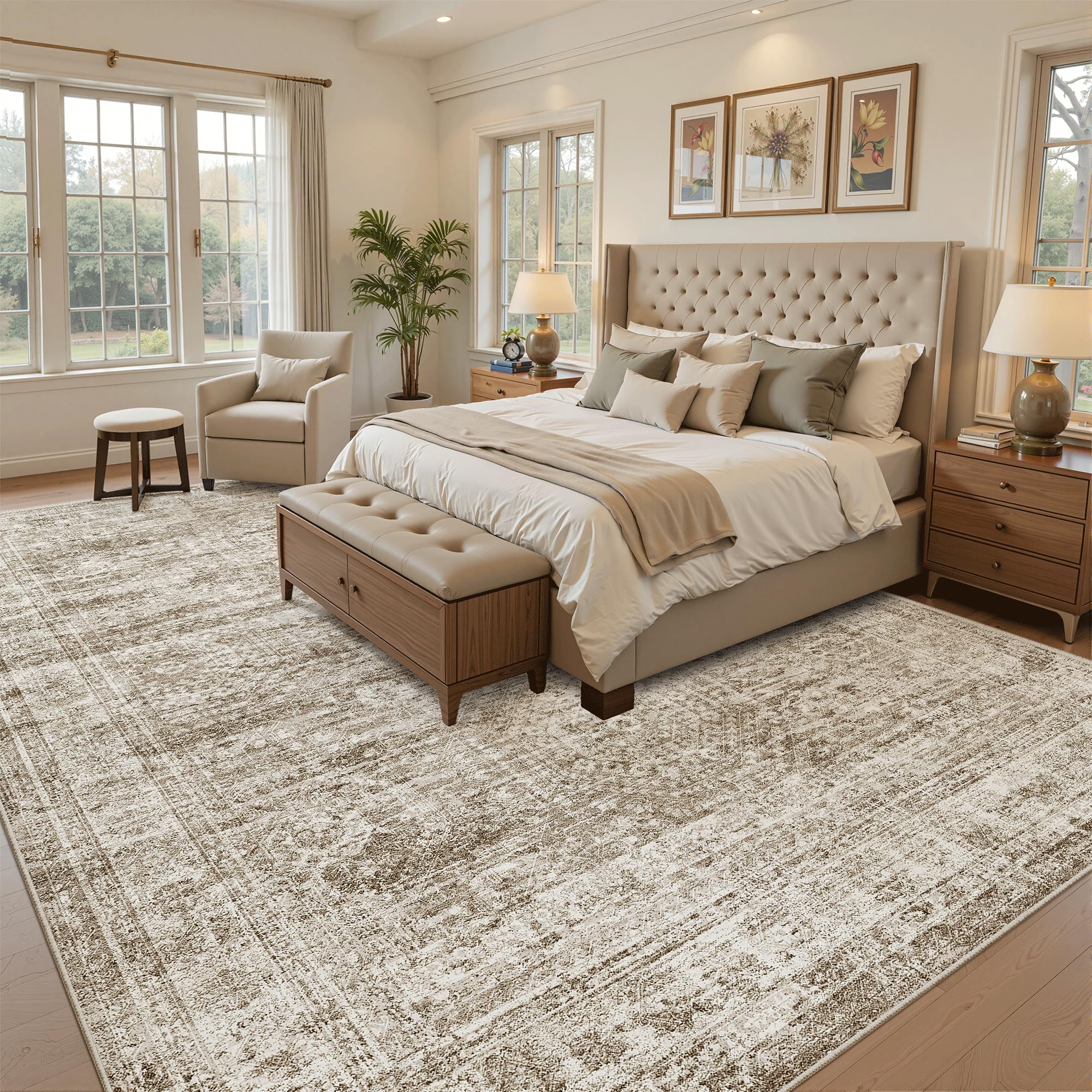 Soalmost vintage geometric rug adds timeless style to any room