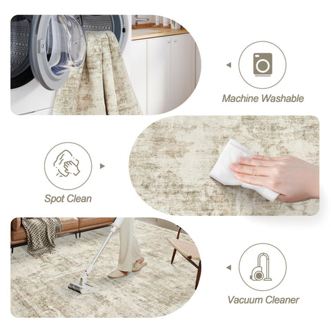 Soalmost vintage geometric rug blends with modern interiors for versatile styling.