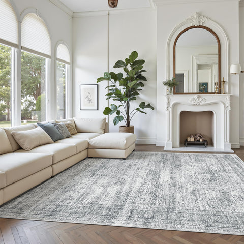 Soalmost vintage hexagon pattern rug adds chic geometry to any room.