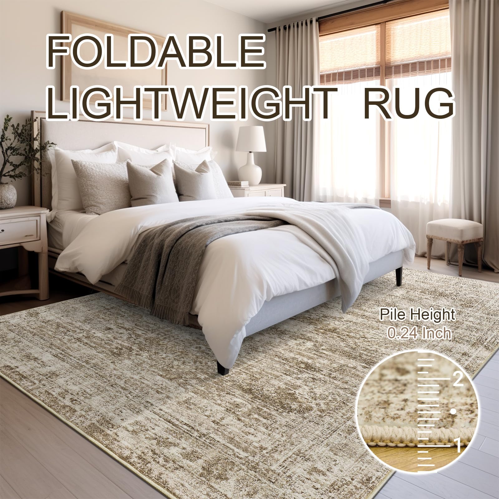 Soalmost Washable Area Rug 8x10 hex-pattern close-up highlights modern-vintage balance
