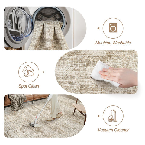 Soalmost Washable Area Rug 8x10 non-slip backing ensures stable placement