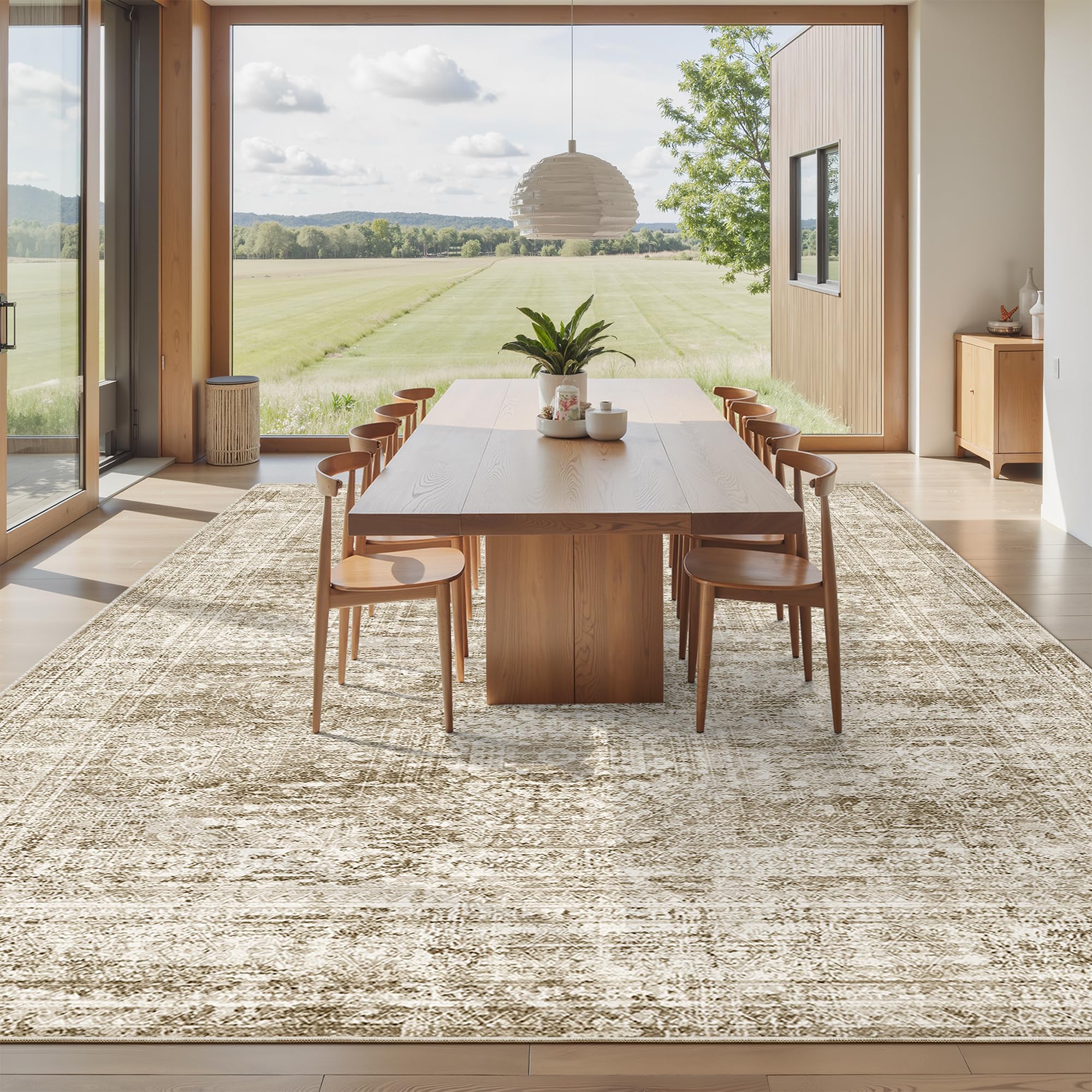 Soalmost Washable Area Rug 8x10 soft pile offers barefoot comfort