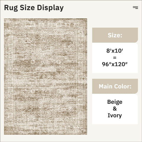Soalmost Washable Area Rug 8x10 hex-pattern detail adds vintage charm to spaces